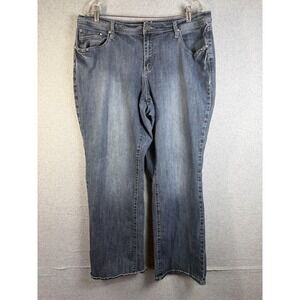 Earl Jean Jeans Womens 18W Blue High‎ Rise Bootcut Rhinestone Denim Stretch